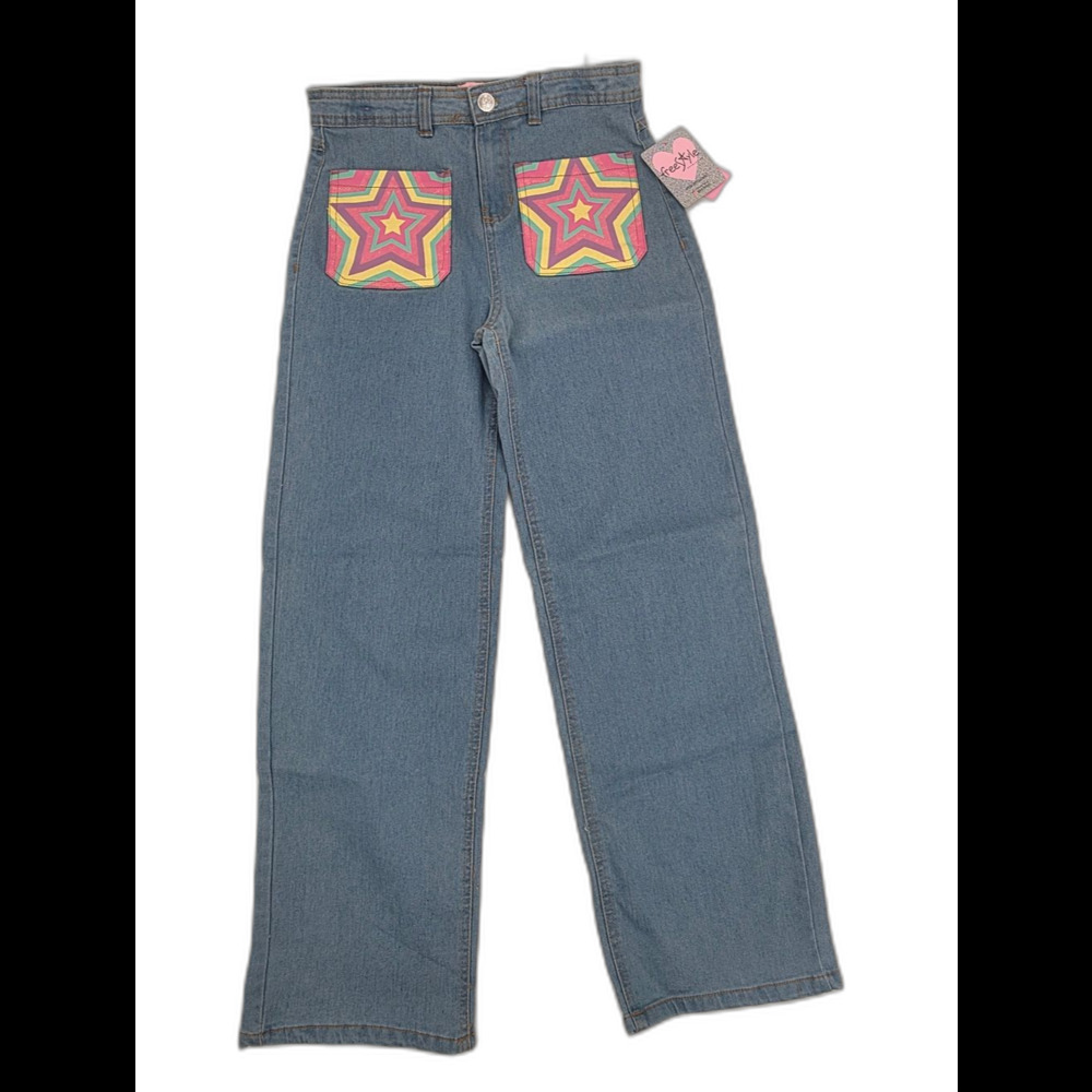 Freestyle Revolution Kids Jeans with Multicolor Star Pocket Size 12 NWT